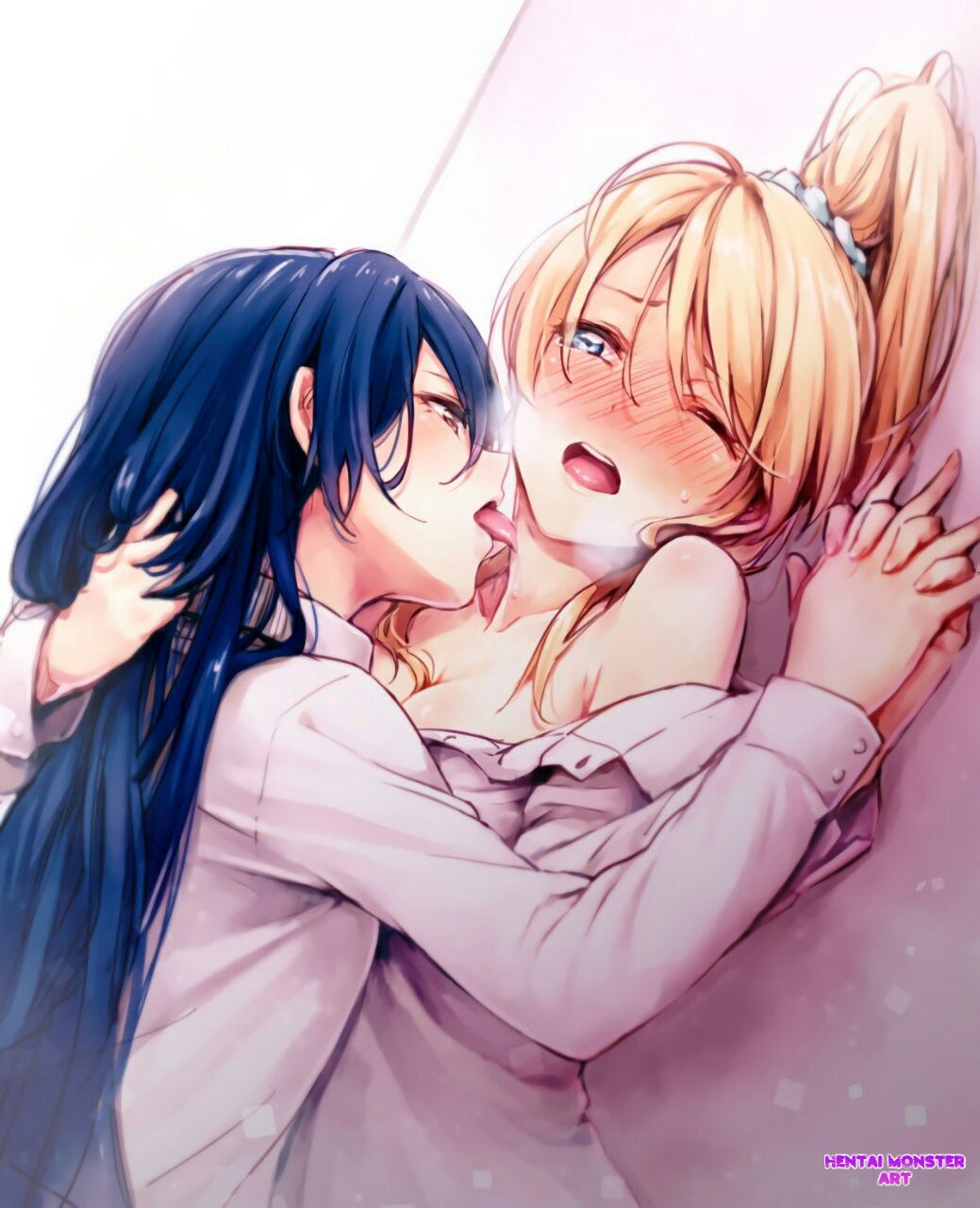 Hentai lesbian kissing фото 19